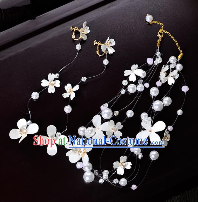 Top Grade Handmade Chinese Classical Hair Accessories Princess Wedding Baroque Pearls Garland Hair Clasp and Earrings Headband Bride Headwear for Women