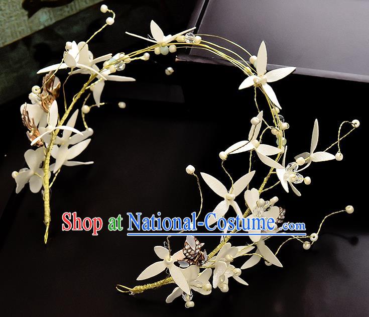 Top Grade Handmade Chinese Classical Hair Accessories Princess Wedding Baroque Silk Flower Garland Hair Clasp Headband Bride Headwear for Women