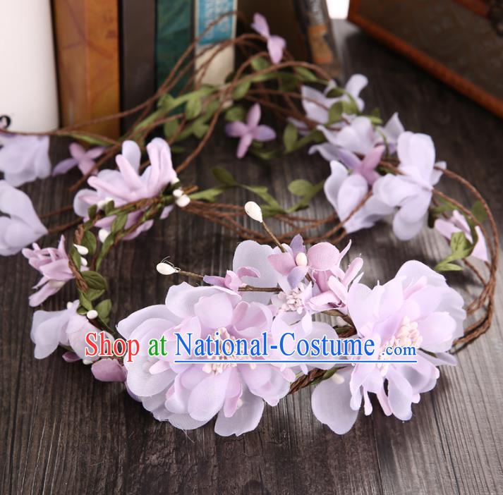 Top Grade Handmade Chinese Classical Hair Accessories Princess Wedding Baroque Hair Clasp Bride Purple Silk Flowers Headband Headwear for Women