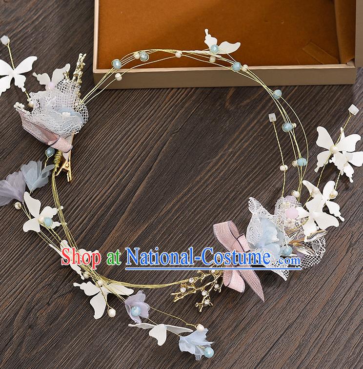 Top Grade Handmade Chinese Classical Hair Accessories Princess Wedding Baroque Silk Bowknot Hair Clasp Bride Headband Headwear for Women