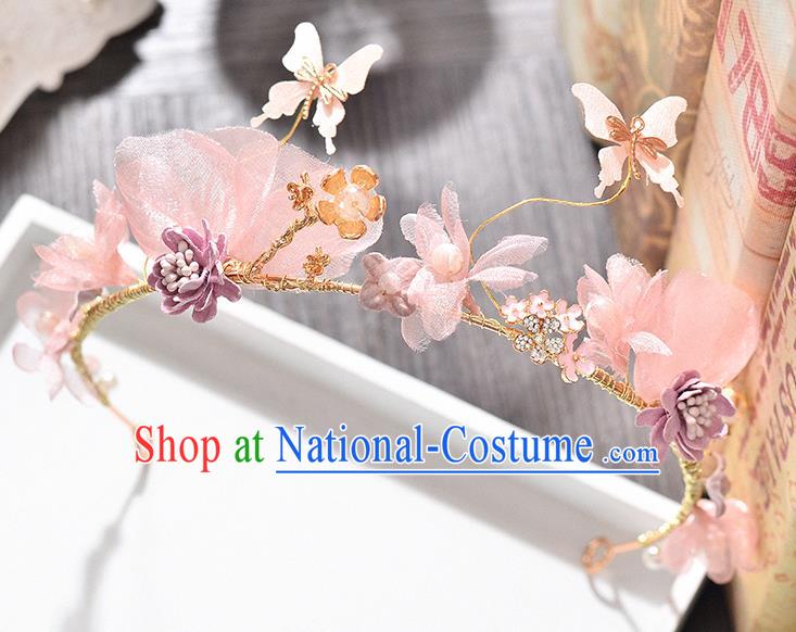 Top Grade Handmade Chinese Classical Hair Accessories Princess Wedding Baroque Pink Flowers Garland Hair Clasp Headband Bride Headband for Women