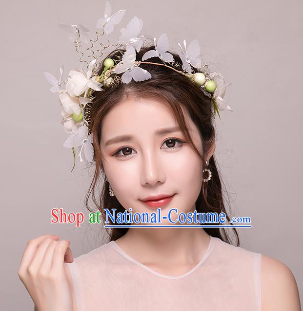 Top Grade Handmade Chinese Classical Hair Accessories Princess Wedding Baroque Butterfly Flowers Garland Hair Clasp Headband Bride Headband for Women