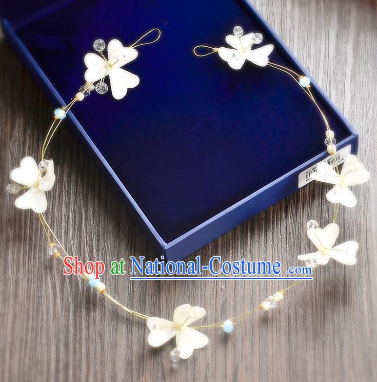 Top Grade Handmade Chinese Classical Hair Accessories Princess Wedding Baroque White Flowers Garland Hair Clasp Headband Bride Headband for Women