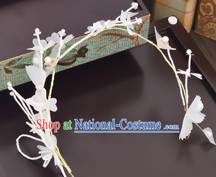 Top Grade Handmade Chinese Classical Hair Accessories Princess Wedding Baroque Headwear White Flowers Headband Hair Clasp for Women