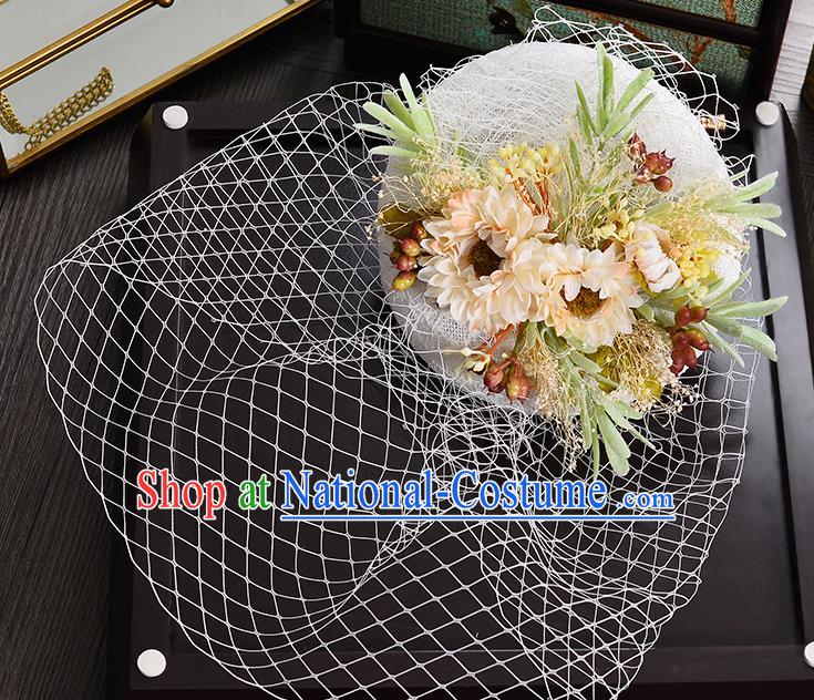 Top Grade Handmade Chinese Classical Hair Accessories Princess Wedding Baroque Headwear Flowers Hat Bride Top Hat for Women