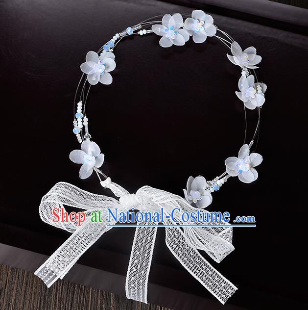 Top Grade Handmade Chinese Classical Hair Accessories Princess Wedding Baroque Headwear White Flowers Lace Hair Clasp Bride Headband for Women