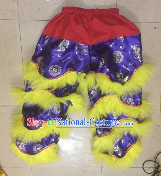 World Lion Dance Competition Fur Hoksan Costume Lion Dance Pants Adult Size Costumes Purple Trousers