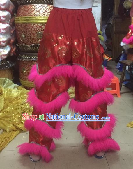 World Lion Dance Competition Fur Hoksan Costume Lion Dance Pants Adult Size Costumes Red Trousers