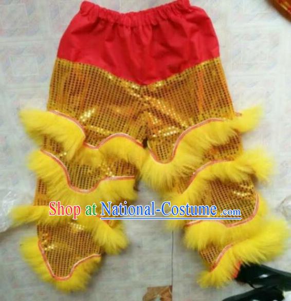 World Lion Dance Competition Fur Hoksan Costume Lion Dance Pants Adult Size Costumes Yellow Trousers