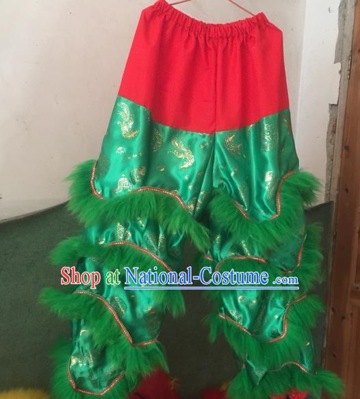 World Lion Dance Competition Fur Hoksan Costume Lion Dance Pants Adult Size Costumes Green Trousers