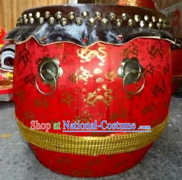 Dragon Dance Lion Dance Red Drum Cowhide Drum Cart Musical Instrument Tupan Complete Set