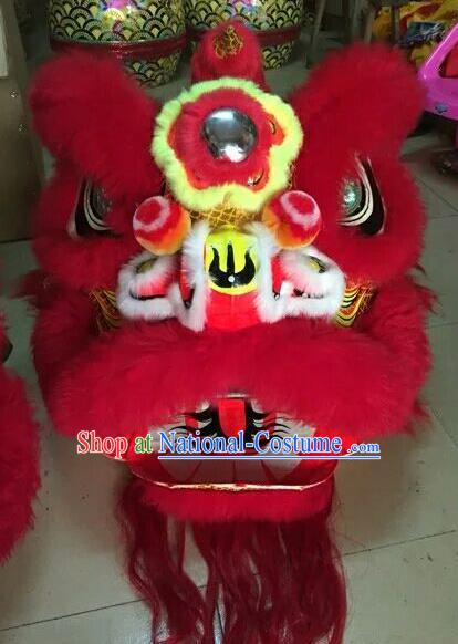 World Lion Dance Competition Red Fur Lion Head Lion Dance Costumes Complete Set for Adult