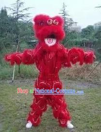 World Lion Dance Competition Red Fur Lion Head Lion Dance Single Person Costumes for Kids