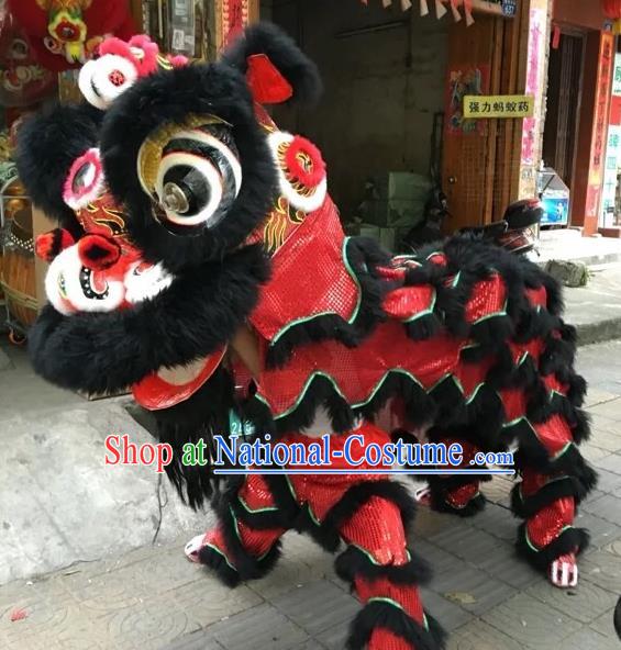 World Lion Dance Competition Black Fur Lion Head Lion Dance Double Person Costumes for Adult