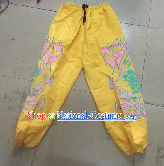 World Lion Dance Competition Costume Lion Dance Pants Adult Size Costumes Yellow Trousers