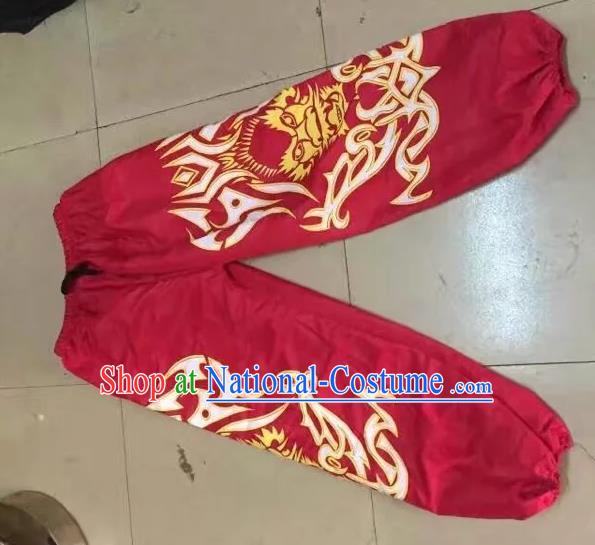 World Lion Dance Competition Costume Lion Dance Pants Adult Size Costumes Red Trousers