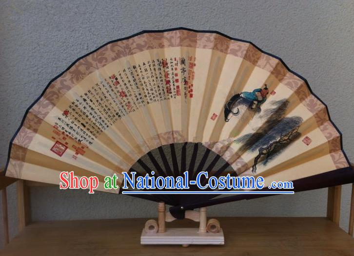 Traditional Chinese Crafts Silk Folding Fan China Sensu Printing Cowboy Accordion Paper Fan for Men