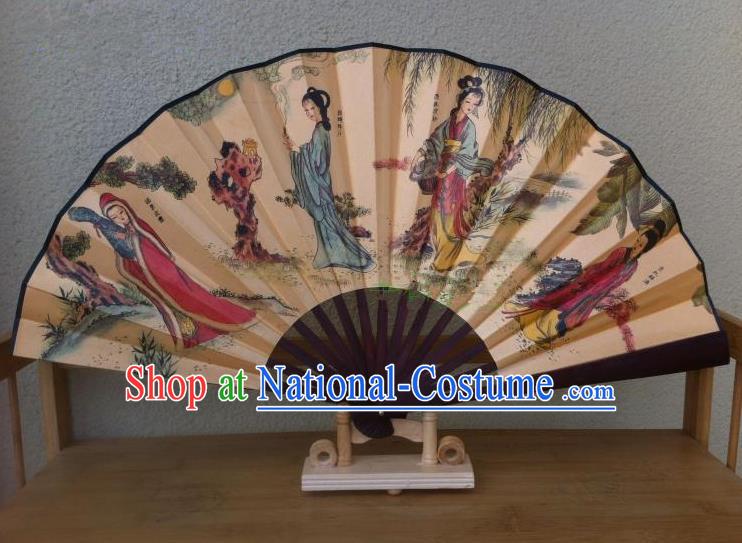 Traditional Chinese Crafts Silk Folding Fan China Sensu Ink Painting Four Great Beauty Accordion Fan for Men