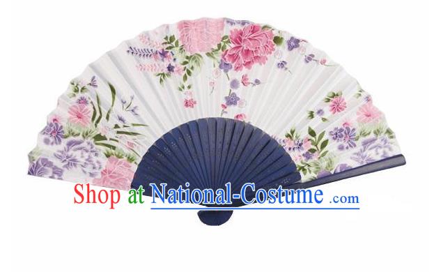 Traditional Chinese Crafts Silk Folding Fan China Sensu Japan Printing Flowers Dance Accordion Fan for Women