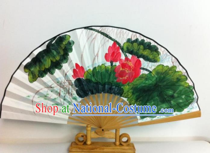 Traditional Chinese Crafts Peking Opera Folding Fan China Sensu Printing Lotus Flowers Dance Accordion Fan for Women