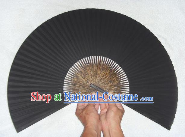 Traditional Chinese Crafts Peking Opera Folding Fan China Sensu Black Paper Paper Fan