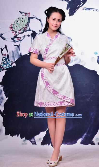 Traditional Ancient Chinese Young Women Cheongsam Pink Dress, Republic of China Tangsuit Brocade Cheongsam for Women