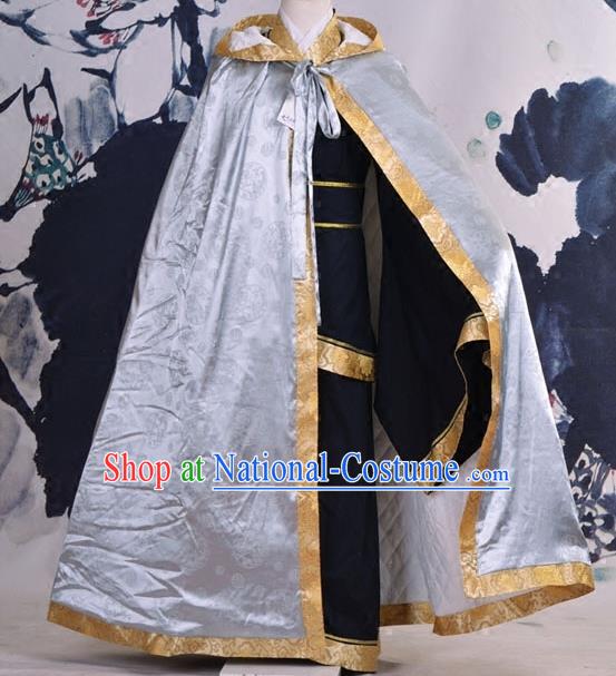 Traditional Ancient Chinese Costume Han Dynasty Prince Cloak, Elegant Hanfu Clothing Chinese Swordsman Cape Clothing for Men