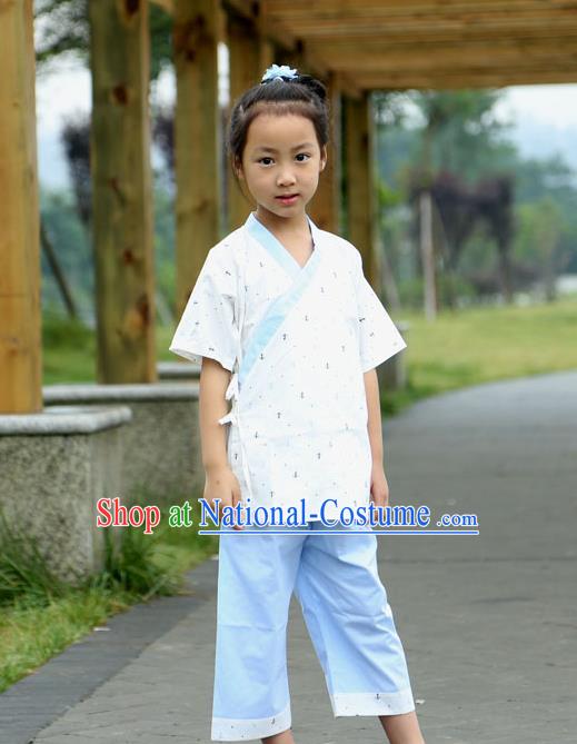 Traditional Chinese Han Dynasty Children Hanfu Kungfu Costume, China Ancient Martial Arts Clothing for Kids