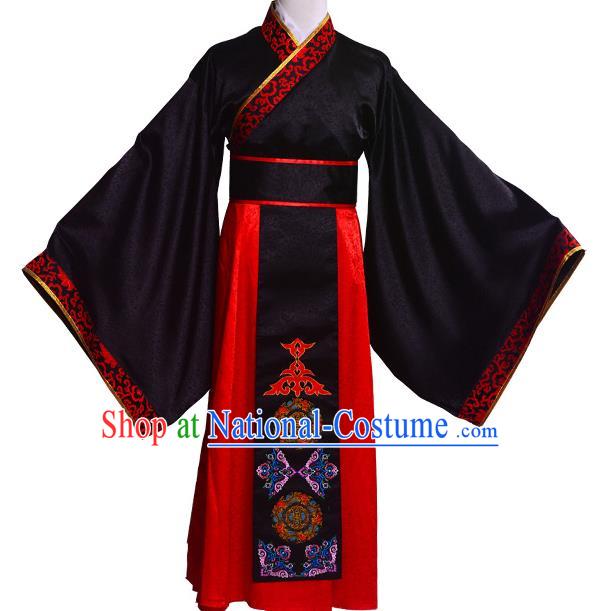 Traditional Chinese Tang Dynasty Nobility Childe Hanfu Wedding Costume Long Robe, China Ancient Bridegroom Clothing Complete Set for Men