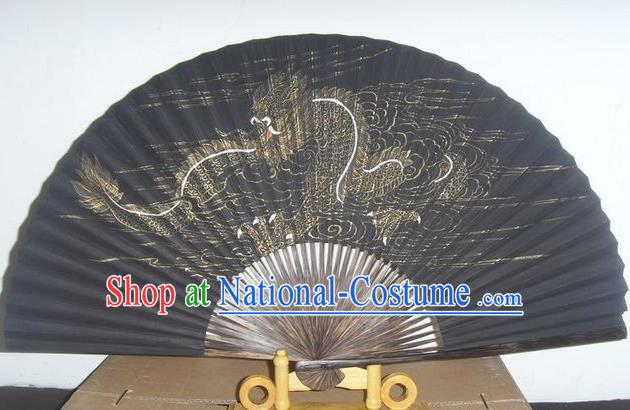 Traditional Chinese Crafts Peking Opera Folding Fan China Sensu Hand Painting Dragon Silk Fan for Men