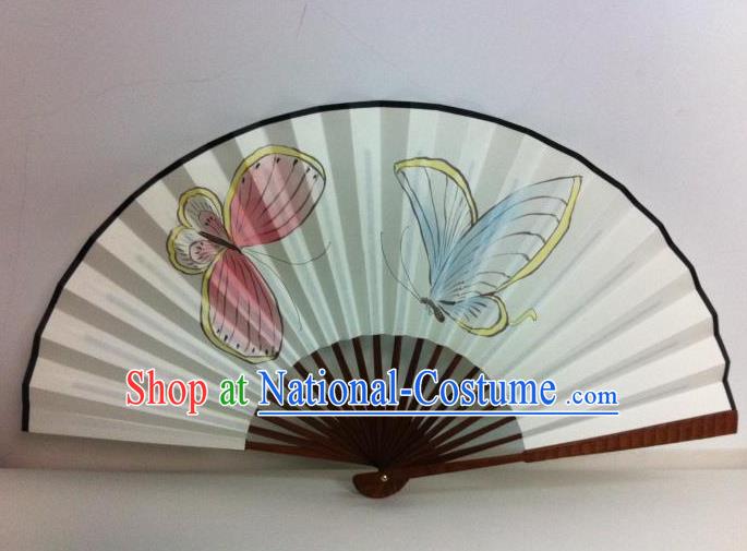 Traditional Chinese Crafts Peking Opera Folding Fan China Sensu Handmade Chinese Painting Butterfly Xuan Paper Fan for Men