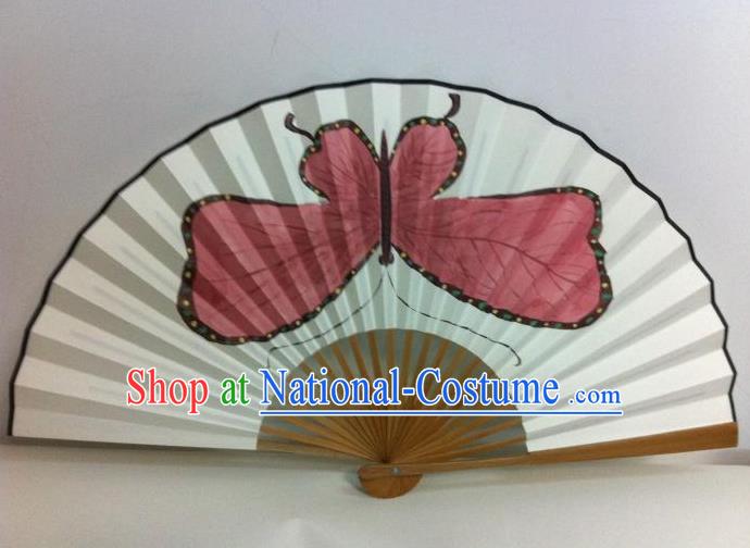 Traditional Chinese Crafts Peking Opera Folding Fan China Sensu Handmade Chinese Painting Red Butterfly Xuan Paper Fan for Men