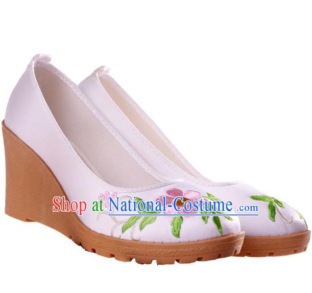 Traditional Chinese Ancient Wedding Cloth Shoes, China Princess Pink Shoes Hanfu Handmade Embroidery Shoe for Women