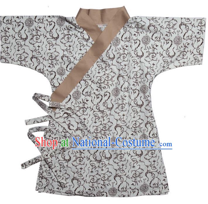 Traditional Chinese Han Dynasty Nobility Childe Hanfu Costume Slant Opening Shirt, China Ancient Martial Arts Upper Garment Clothing for Men