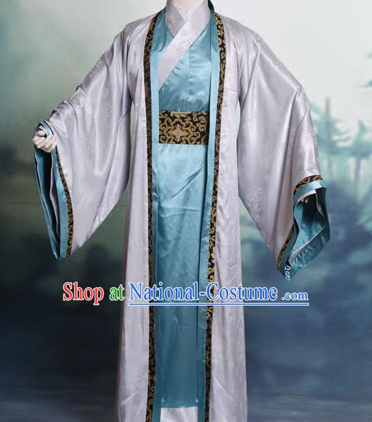 Traditional Chinese Tang Dynasty Nobility Childe Hanfu Costume Half-Arm Shawl Long Robe, China Ancient Scholar Clothing Complete Set for Men