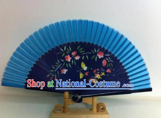 Traditional Chinese Crafts Peking Opera Folding Fan China Sensu Handmade Chinese Painting Navy Fan for Women