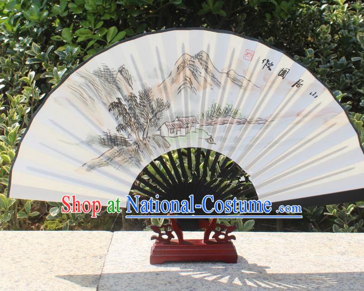 Traditional Chinese Crafts Peking Opera Folding Fan China Sensu Handmade Chinese Painting Mount Scenery Xuan Paper Fan for Women