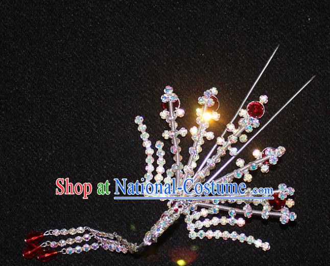 Traditional China Beijing Opera Young Lady Hair Accessories Phoenix Step Shake, Ancient Chinese Peking Opera Hua Tan Headwear Diva Hairpins