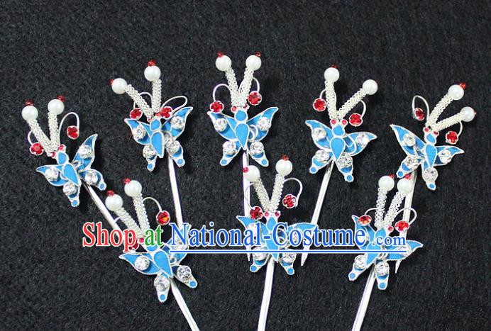 Traditional China Beijing Opera Young Lady Hair Accessories Butterfly Hairpin, Ancient Chinese Peking Opera Hua Tan Headwear Diva Hairpins