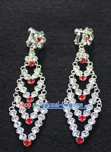 Traditional China Beijing Opera Young Lady Hair Accessories Tassel Earrings, Ancient Chinese Peking Opera Hua Tan Diva Eardrop