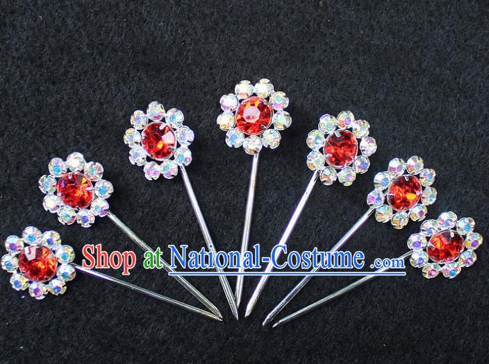 Traditional China Beijing Opera Young Lady Hair Accessories 7 Hairpins, Ancient Chinese Peking Opera Hua Tan Headwear Diva Hairpins