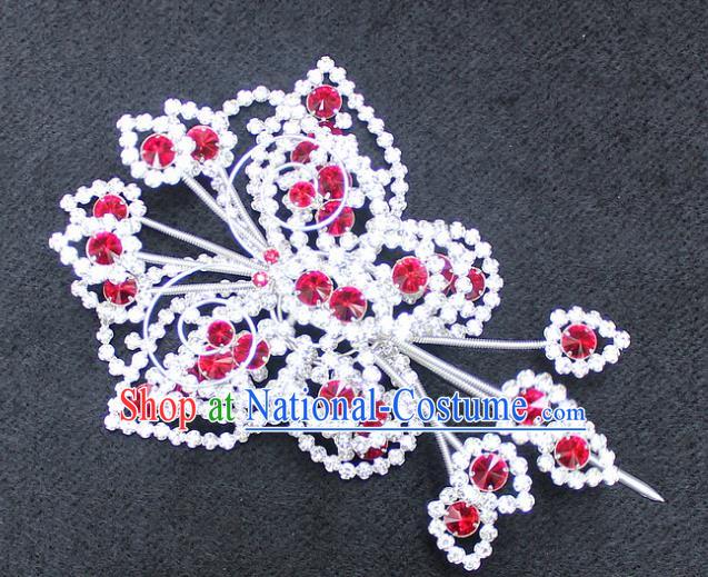 Traditional China Beijing Opera Young Lady Hair Accessories Diva Head-ornaments, Ancient Chinese Peking Opera Hua Tan Headwear Butterfly Hairpins