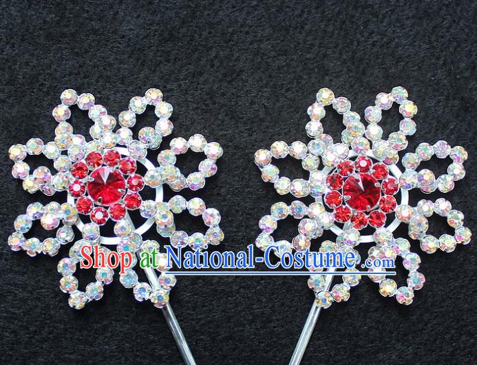 Traditional China Beijing Opera Young Lady Hair Accessories Diva Head-ornaments, Ancient Chinese Peking Opera Hua Tan Headwear Crystal Hairpins