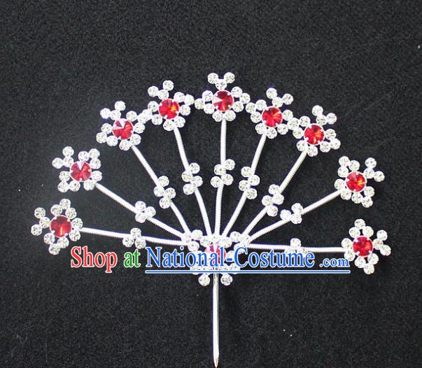 Traditional China Beijing Opera Young Lady Hair Accessories Diva Head-ornaments, Ancient Chinese Peking Opera Hua Tan Headwear Crystal Flowers Hairpins