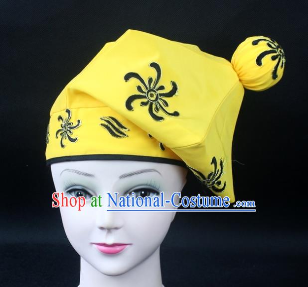 Traditional China Beijing Opera Takefu Hat, Ancient Chinese Peking Opera Martial Arts Men Headwear Embroidery Handsome Monkey King Kerchief