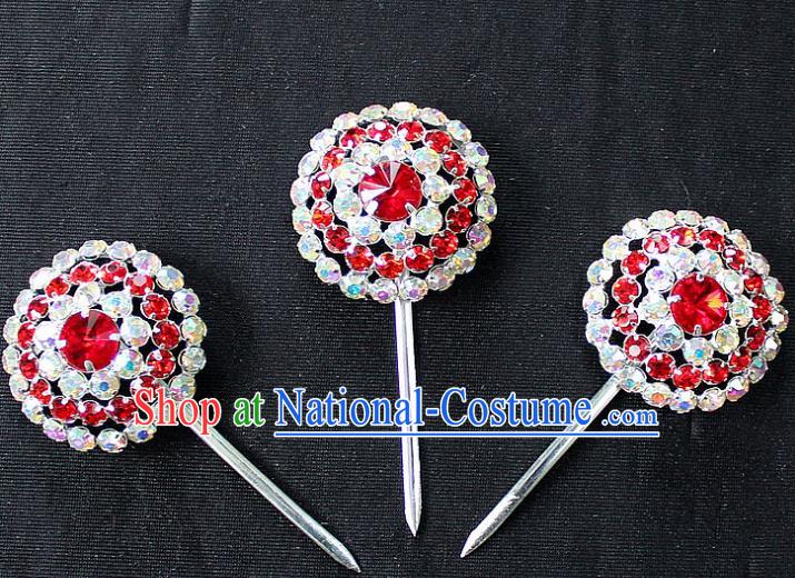 Traditional China Beijing Opera Young Lady Hair Accessories, Ancient Chinese Peking Opera Hua Tan Diva Blue Colorful Hairpins