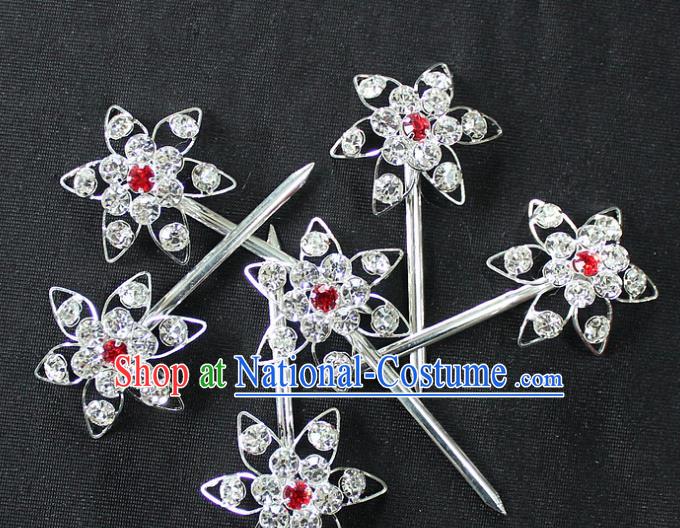 Traditional China Beijing Opera Young Lady Hair Accessories, Ancient Chinese Peking Opera Hua Tan Headwear Diva Crystal Hairpins