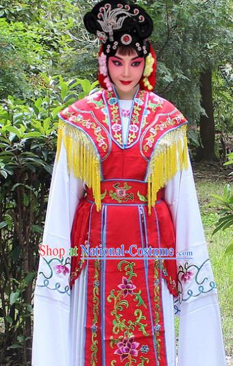 Traditional China Beijing Opera Young Lady Hua Tan Costume Embroidered Cape, Ancient Chinese Peking Opera Female Diva Embroidery Dress Clothing