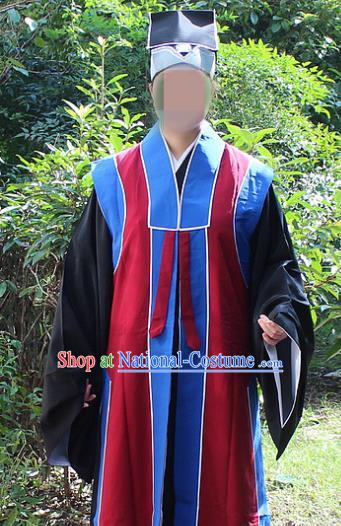 Traditional China Beijing Opera Costume Old Men Robe and Hat, Ancient Chinese Peking Opera Ministry Councillor Clothing