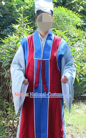 Traditional China Beijing Opera Costume Old Men Robe and Hat, Ancient Chinese Peking Opera Ministry Councillor Clothing